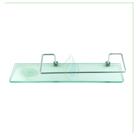 Porta Shampoo Reto Com Saboneteira Para Banheiro Em Vidro Verde 8mm 40x10 cm Cód. 0638