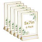Porta-sinais de acrílico UNIQOOO com borda dourada, pacote com 6 x 5 x 7 polegadas Porta-sinais de acrílico UNIQOOO com borda dourada, pacote com 6 x 5 x 7 polegadas