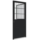 Porta Social de Abrir Alumínio c/Postigo Grade Classic 215x87 Preta Esquerda Alumifit Sasazaki