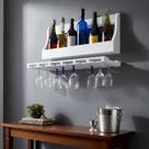 Porta Taças e Prateleira Adega Decorativa para Vinhos Garrafas Bares - Branco Laca