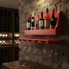 Porta Taças e Prateleira Adega Decorativa para Vinhos Garrafas Bares - Vermelho Laca