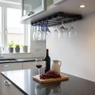 Porta Taças Reto Suporte Decorativo para Adegas Bar - Preto Laca