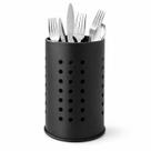 Porta talher, utensilios de cozinha, em aço inox vazado preto pratico