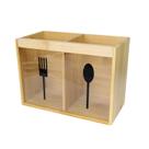 Porta talheres de bambu e acrílico com 2 divisorias 18cm