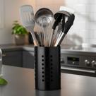 Porta Talheres Escorredor 16cm Mimo Style Aço Inox Preto Ônix Cozinha Organizada