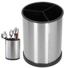 Porta Talheres Utensilios Escorredor Inox Base Giratoria Suporte Pia Mesa Bancada Cozinha Organizaçao Resistente Multiuso