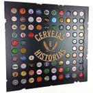 Porta Tampinhas Quadro Decorativo Para Sala Área de Festas Churrasqueira - Cervejas e Histórias Cor Preto