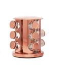 Porta Tempero 12 Potes Base Giratoria Inox Redondo Rose