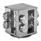 Porta Tempero 8 Potes Suporte Condimentos Em Aço Inox - Mimo Style Porta Tempero 8 Potes Suporte Condimentos Em Aço Inox - Mimo Style