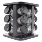 Porta Tempero com 12 Potes de Vidro Suporte Giratório Diamond