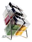 Porta Tempero Com Suporte 6pçs Inox E Vidro Euro Home