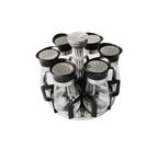 Porta tempero com suporte giratório de inox e plástico com 7 peças Porta tempero com suporte giratório de inox e plástico com 7 peças