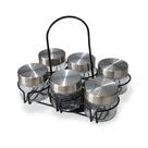 Porta Tempero Condimento Giratório Suporte 6 Peças Inox Cozinha