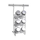 Porta tempero cromado com 06 potes de vidro 4561 Jomer