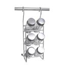 Porta tempero cromado com 06 potes de vidro 4561 Jomer