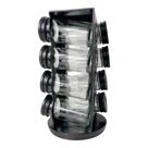 Porta Tempero de Vidro com 8 peças 90ml + Suporte Giratório Quadrado Preto
