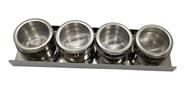 Porta Tempero e Condimento Magnético Aço Inox Com 4 Peças Porta Tempero e Condimento Magnético Aço Inox Com 4 Peças