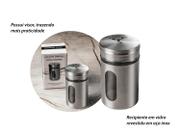 Porta Tempero e Condimentos Revestido Em Aço Inox Com Visor de Vidro (3 Un) Porta Tempero e Condimentos Revestido Em Aço Inox Com Visor de Vidro (3 Un)