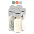 Porta Tempero Sortido Pequeno 5 Divisórias Transparente Pote Tampa Flor Organizador Condimentos Especiarias Saleiro Pimenteiro Moderno Cozinha