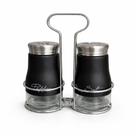 Porta Tempero Vidro e Inox 2 Peças 100ml com Suporte Organizador Moderno Cozinha