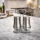 Porta Tempero Vidro e Inox 2 Peças 100ml com Suporte Organizador Moderno Cozinha