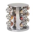 Porta Temperos Base Giratório 360 Inox Organizador Com 12 Frascos de Vidro