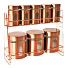Porta Temperos Cobre 9 Peças Com Porta Mantimentos Com Visor