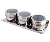 Porta Temperos com 3 Condimentos Aço Inox Universal Porta Temperos com 3 Condimentos Aço Inox Universal