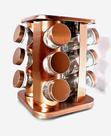Porta temperos Condimento Com Base Giratória 12 potes em Inox Rose Gold