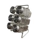 Porta Temperos Condimento Inox 6 Potes de Vidro Suporte Fixo Bancada Cozinha