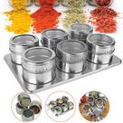 Porta Temperos Condimentos Aço Inox Magnético 6 Potes Retângulo CBRN12404