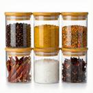 Porta Temperos Condimentos Kit 6 Un Potes Herméticos Vidro Tampa Bambu 200ml Cozinha Alimentos Porta Temperos Condimentos Kit 6 Un Potes Herméticos Vidro Tampa Bambu 200ml Cozinha Alimentos
