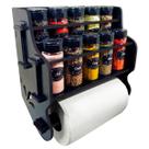 Porta Temperos/Condimentos MDF kit 10 potes c/ Tampa Dosadora + Suporte para papel toalha + Adesivos *TL