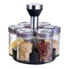 Porta Temperos Cozinha Com 6 Potes Aço Inox Base Giratória