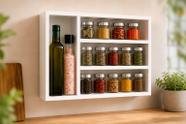 Porta Temperos De Parede em MDF 50x30x10cm Organizador Para Cozinha