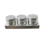 Porta temperos e condimentos inox e base magnética com 3 potes