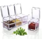 Porta Temperos e Condimentos Organizador Cozinha Acrílico 4 Potes Transparente Praticidade Organização Acompanha 4 Mini Colheres Acesso Rápido Tempero