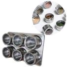 Porta Temperos Inox 6 Peças Com Suporte Moderno Para Cozinha Entrega Rápida