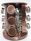 Porta temperos ou Condimentos Galheteiro Inox Giratório com 12 Potes Cor Bronze - WINCY
