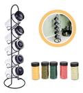 Porta Temperos Vertical Organizador 5 Potes Vidro Tampa Dosadora 90ml