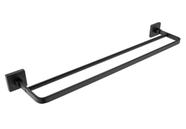 Porta Toalha De Banho Barra Dupla Quad. Aço Inox Preto Fosco Porta Toalha De Banho Barra Dupla Quad. Aço Inox Preto Fosco