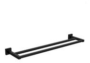 Porta Toalha Duplo 56cm. Quadrado Black - Preto Fosco