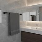 Porta Toalha Toalheiro De Banheiro Lavabo 60cm Aço Inox 304 Preto Fosco Q-T60PF