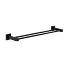 Porta Toalhas Banho Duplo Grande Preto Fosco Metal Moderno