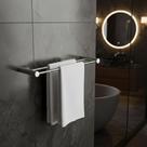 Porta Toalhas Duplo Para Banheiro Metal Escovado 72cm Orion