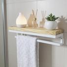 Porta Toalhas Strassis Design SD-4004 Metal e Madeira Cor: Branco
