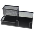 Porta Treco com Organizador De Mesa Escritório metal aramado com 3 divisórias Caneta Lápis - Preto
