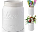 Porta-utensílios Comfify Wide Mouth Mason Jar Ceramic White Porta-utensílios Comfify Wide Mouth Mason Jar Ceramic White
