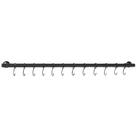 Porta Utensílios E Talheres 50cm Com 8 Ganchos Preto FS