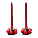 Porta Vela Castiçal De Natal Vermelho Com Vela 2 Unidades